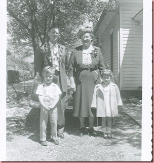 Dennis and Becky with Grandpa and Grandma Easter 1951